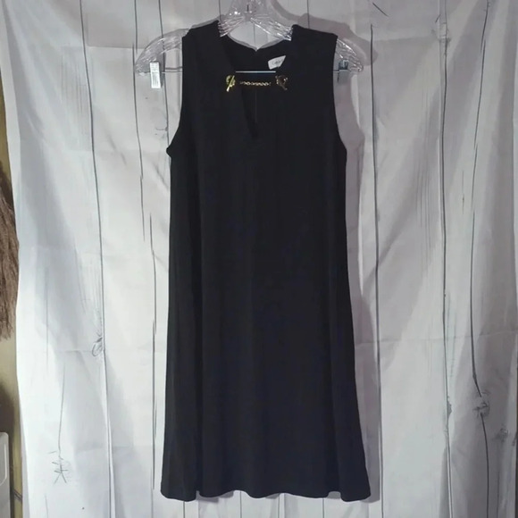 Calvin Kline V-neck sleeveless black dress - Picture 1 of 8